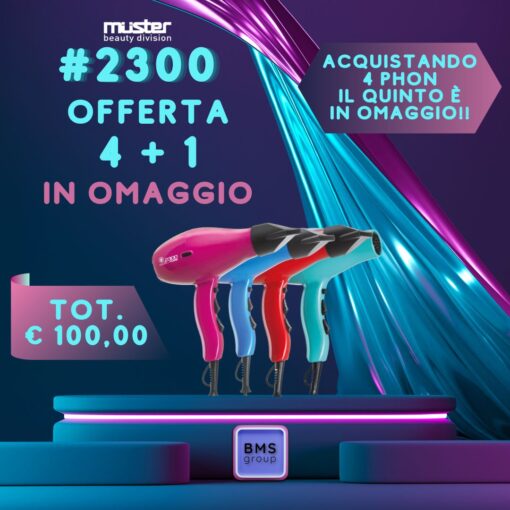 PROMO #2300 ASCIUGACAPELLI MUSTER 4+1